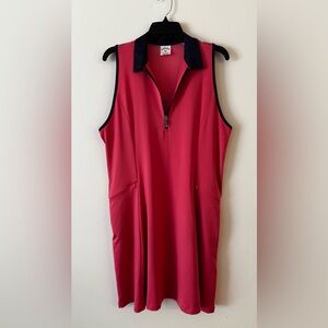 Sleeveless Pink Zip-Front Golf Dress with Contrast Collar